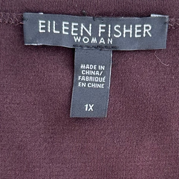 Eileen Fisher Long Sleeve Silk Tunic Top Sheer Hem Brown 1X Relaxed Flowy Casual - Picture 6 of 12